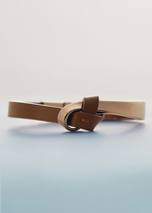 Jonc Ormé - Dorée Cuir Camel