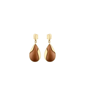 Boucles d’oreilles Ormé - Dorée Cuir Camel