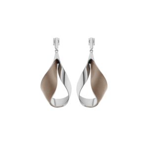 Boucles d’oreilles pendantes Ormé - Argentée Cuir Taupe