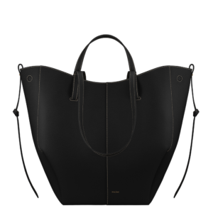Cyme Tote - Noir Grainé Coutures Écrues