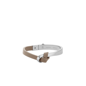 Jonc Ormé - Argentée Cuir Taupe